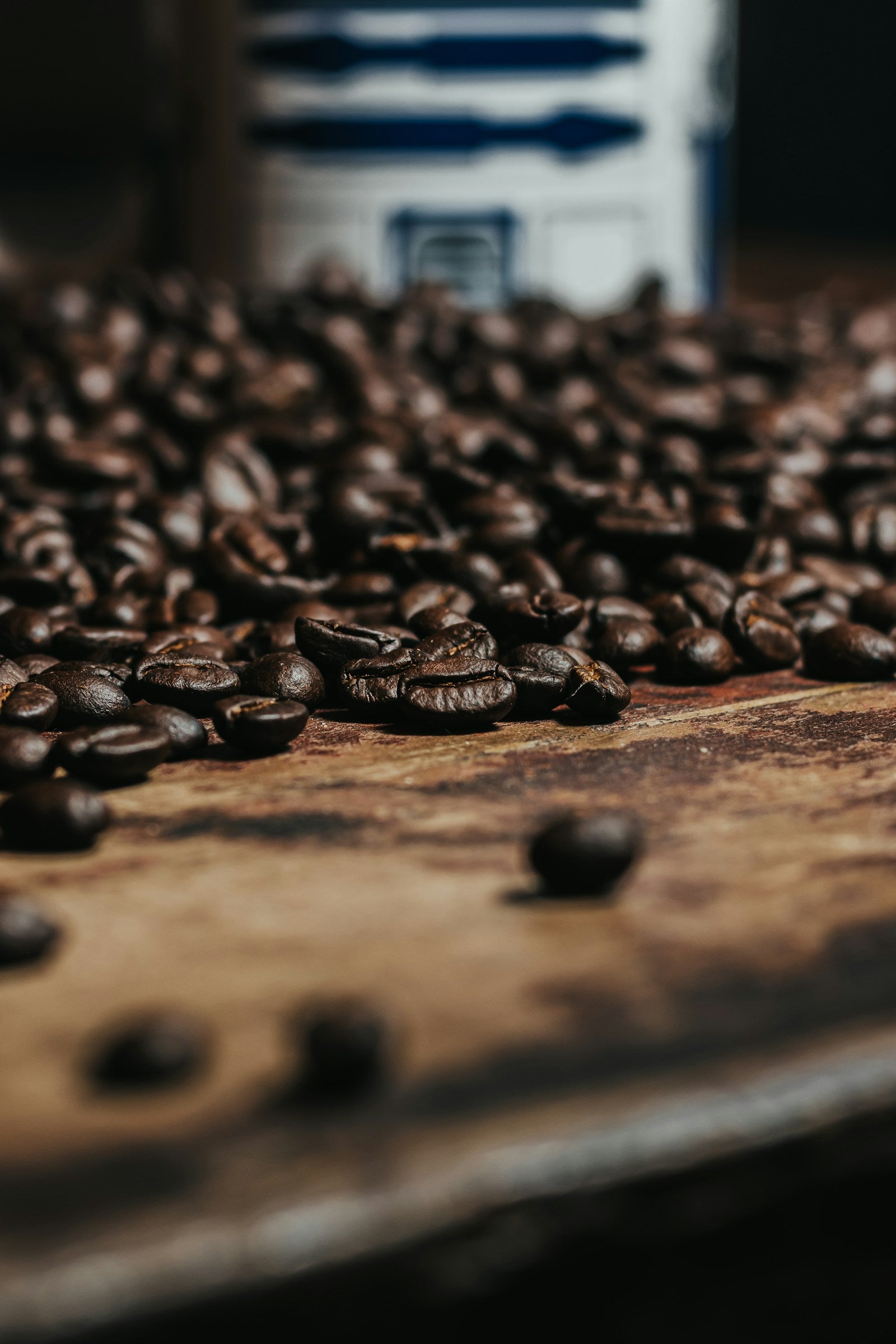 Closeup of roasted coffee beans